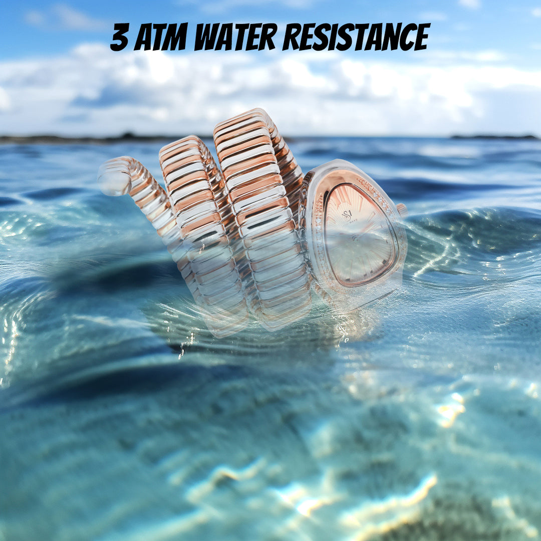 Snake Crystal Platinum Silver Steel Analog