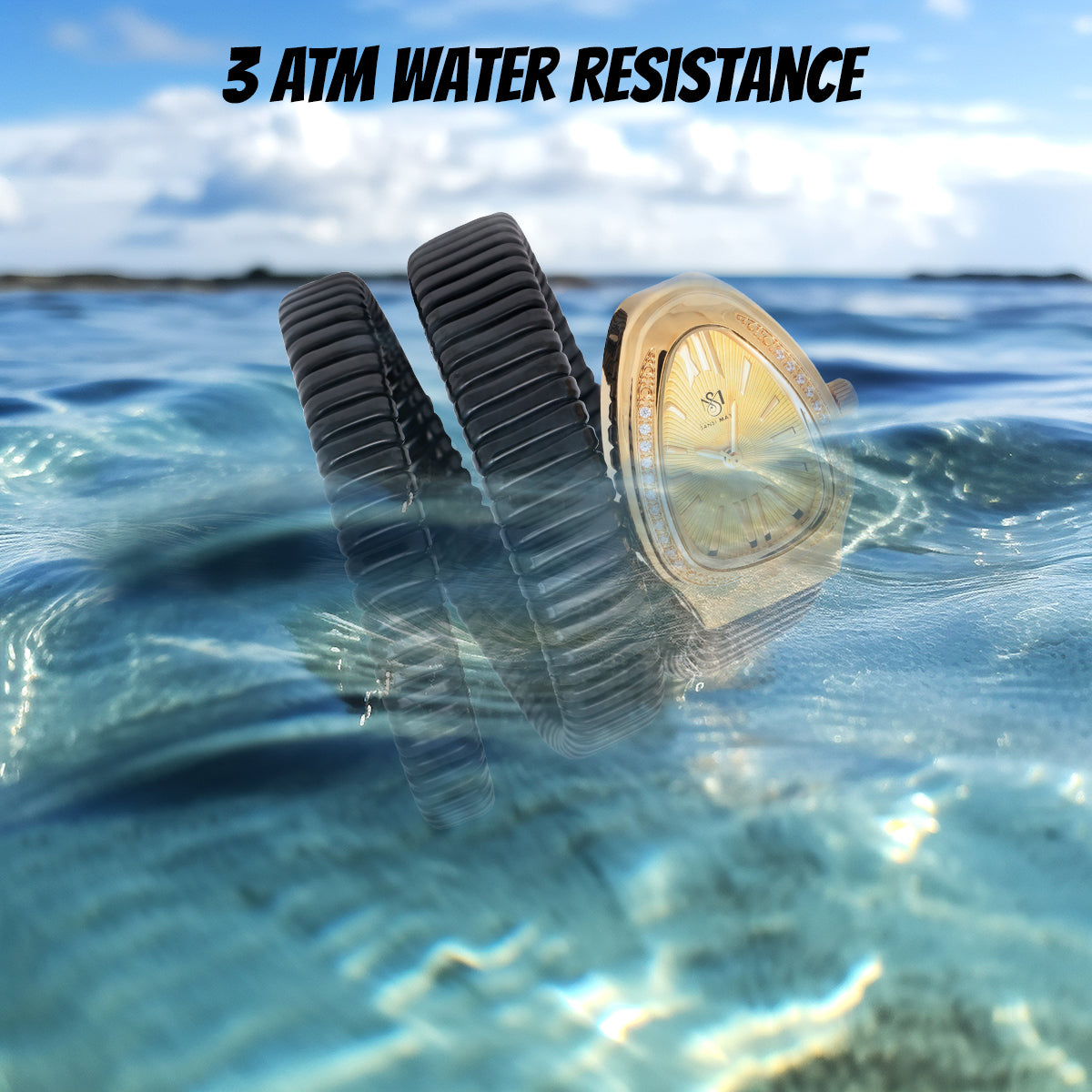 Snake Crystal Graphite Black Gold Analog