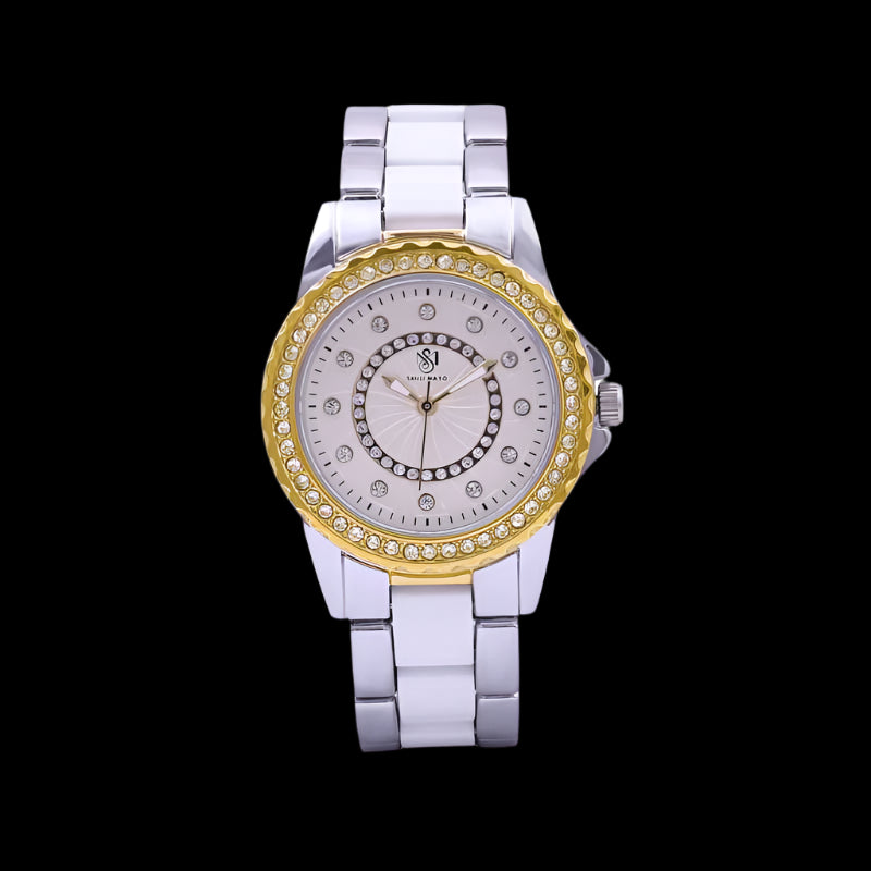 Tini Round Two Tone White Wrist Watch