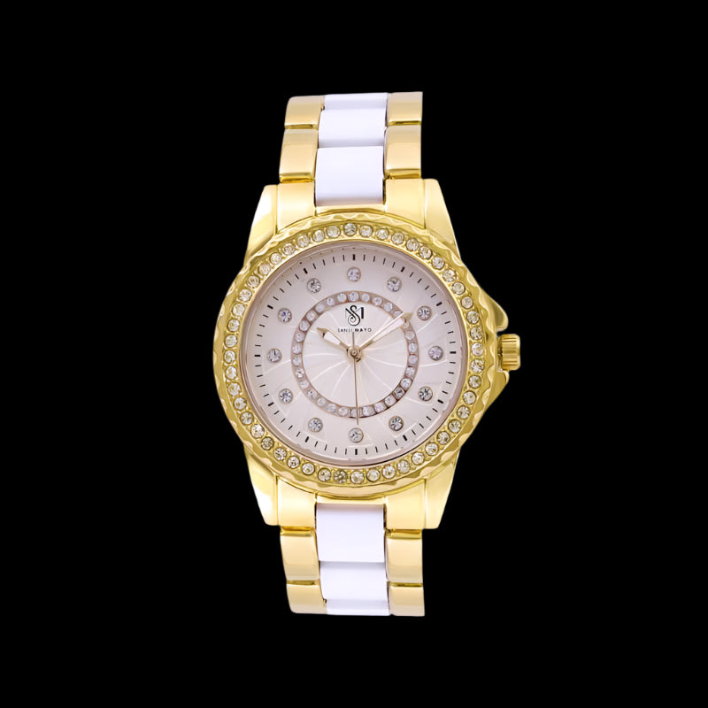 Tini Round Two Tone Gold Elegance Wrist Watch