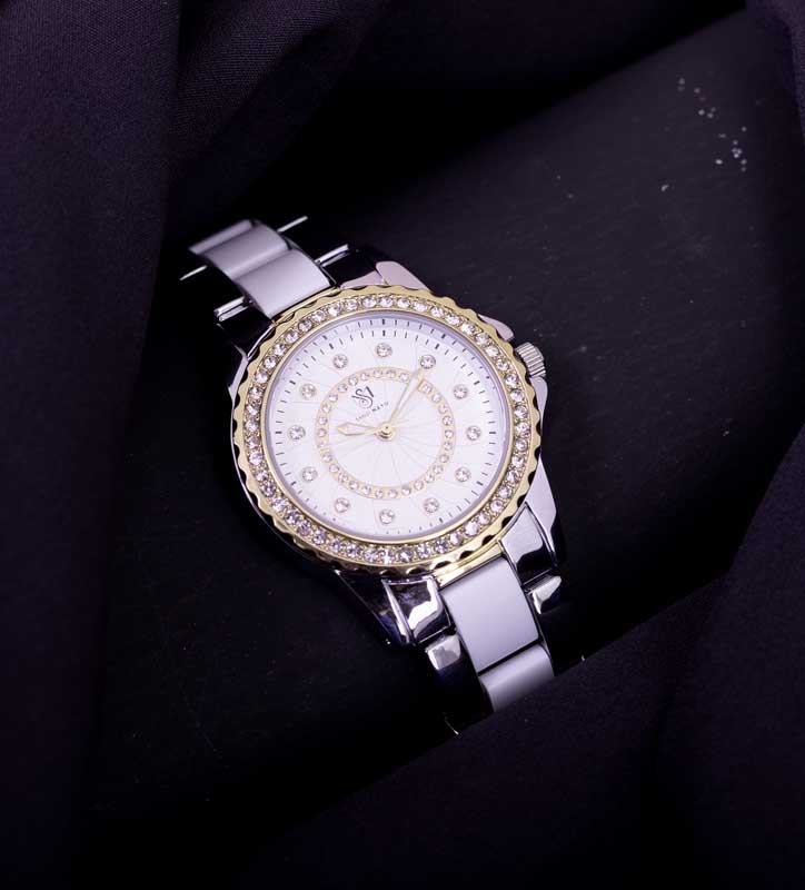 Tini Round Two Tone White Wrist Watch