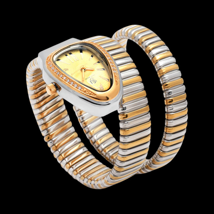 Snake Crystal Platinum Silver Steel Analog