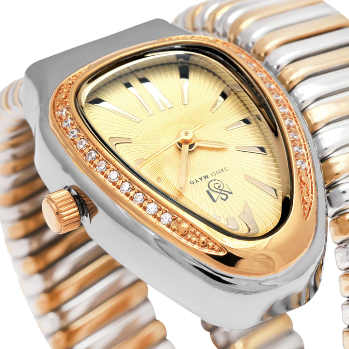 Snake Crystal Platinum Silver Steel Analog