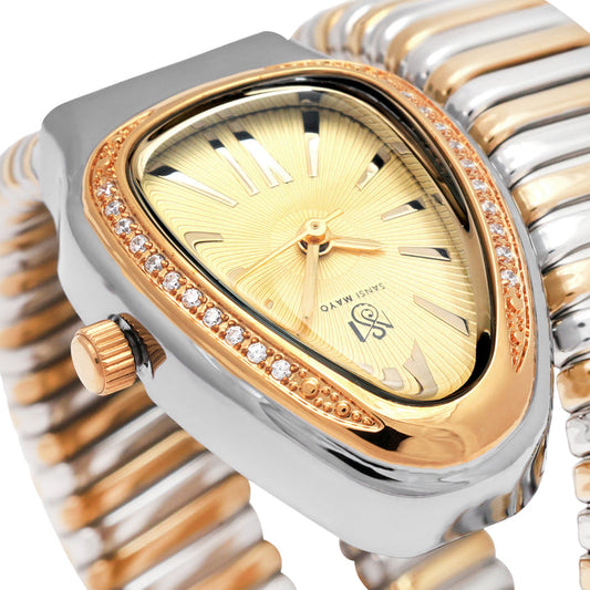 Snake Crystal Platinum Silver Steel Analog