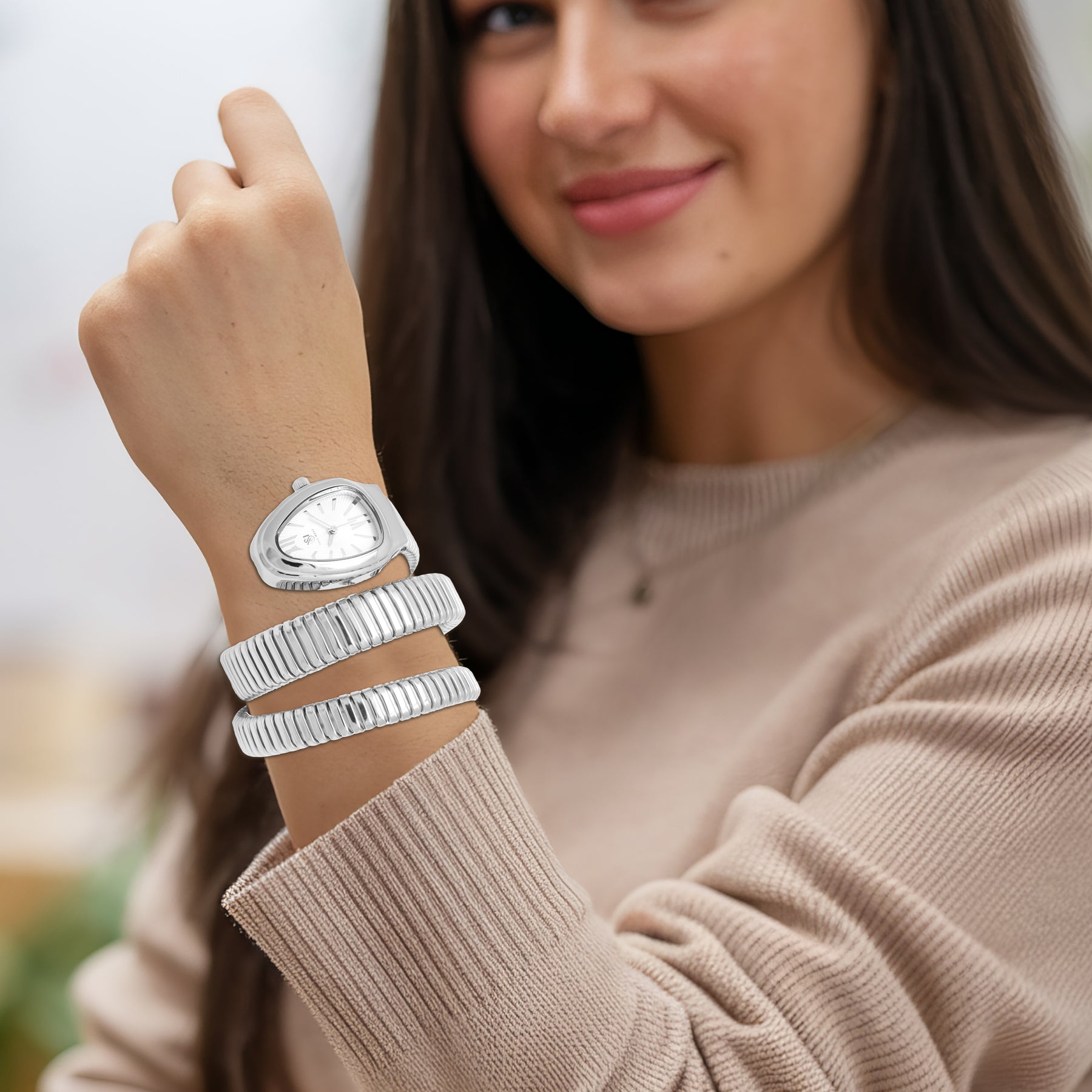 Snake Chrome Silver Steel Analog