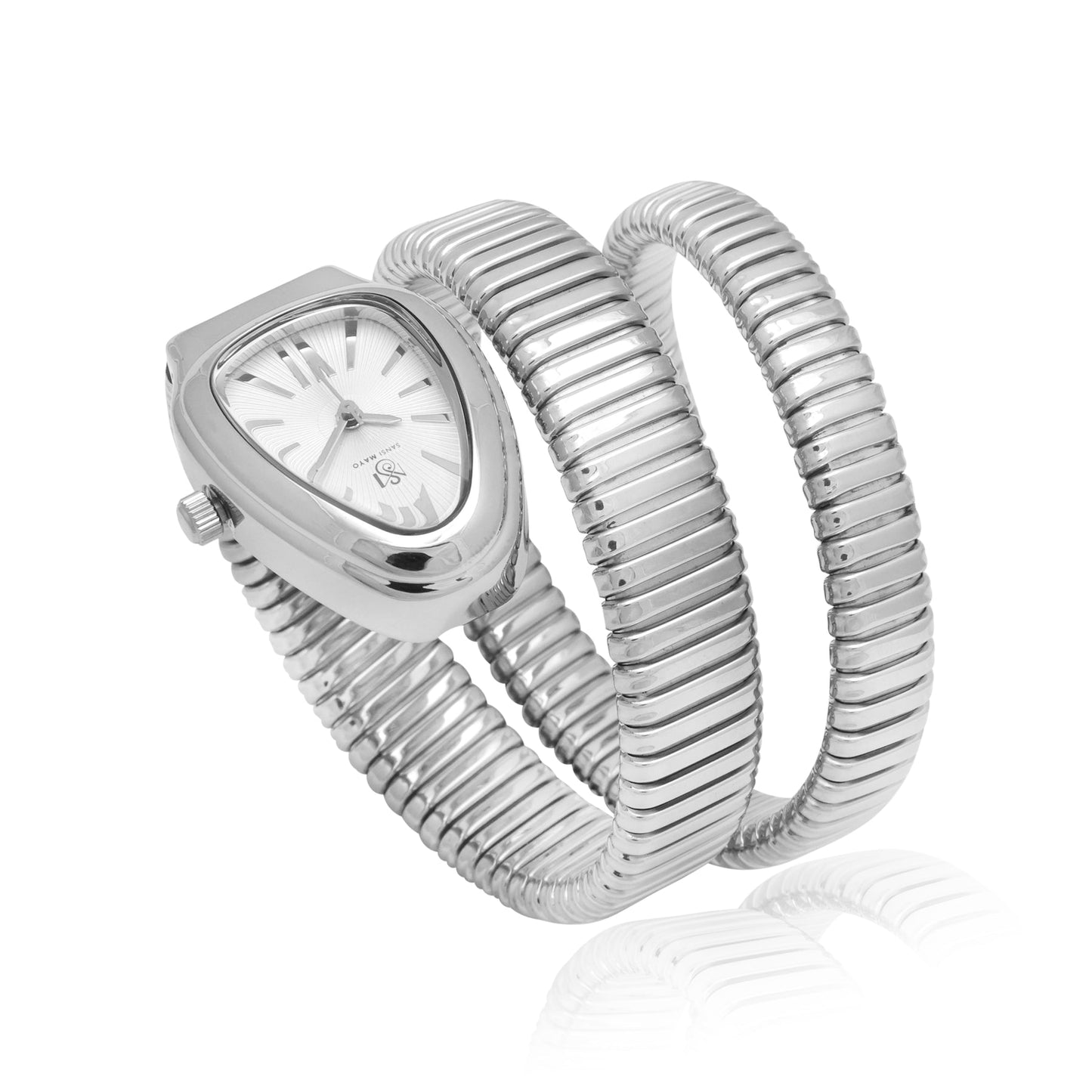 Snake Chrome Silver Steel Analog