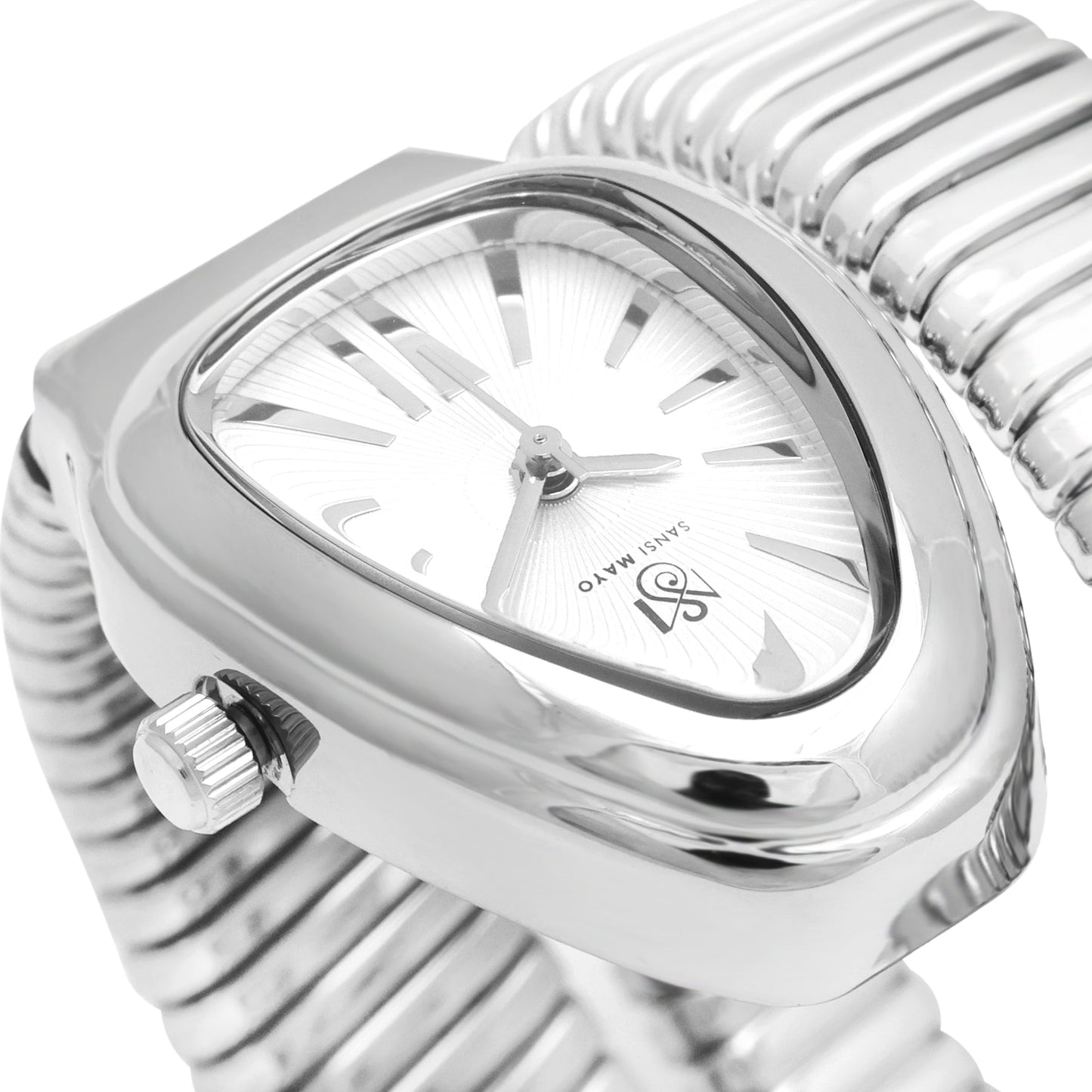 Snake Chrome Silver Steel Analog