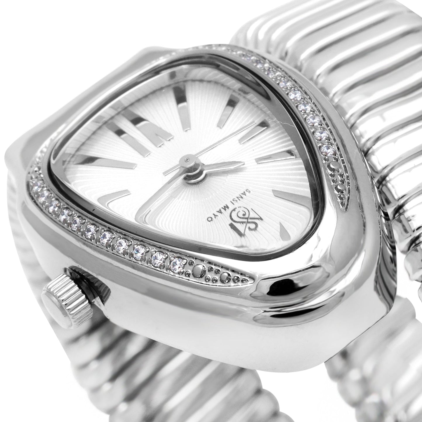 Snake Crystal Midnight Silver Steel Analog