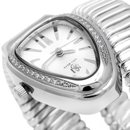 Snake Crystal Midnight Silver Steel Analog