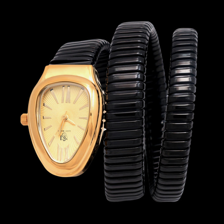 Snake Charcoal Black Steel Analog